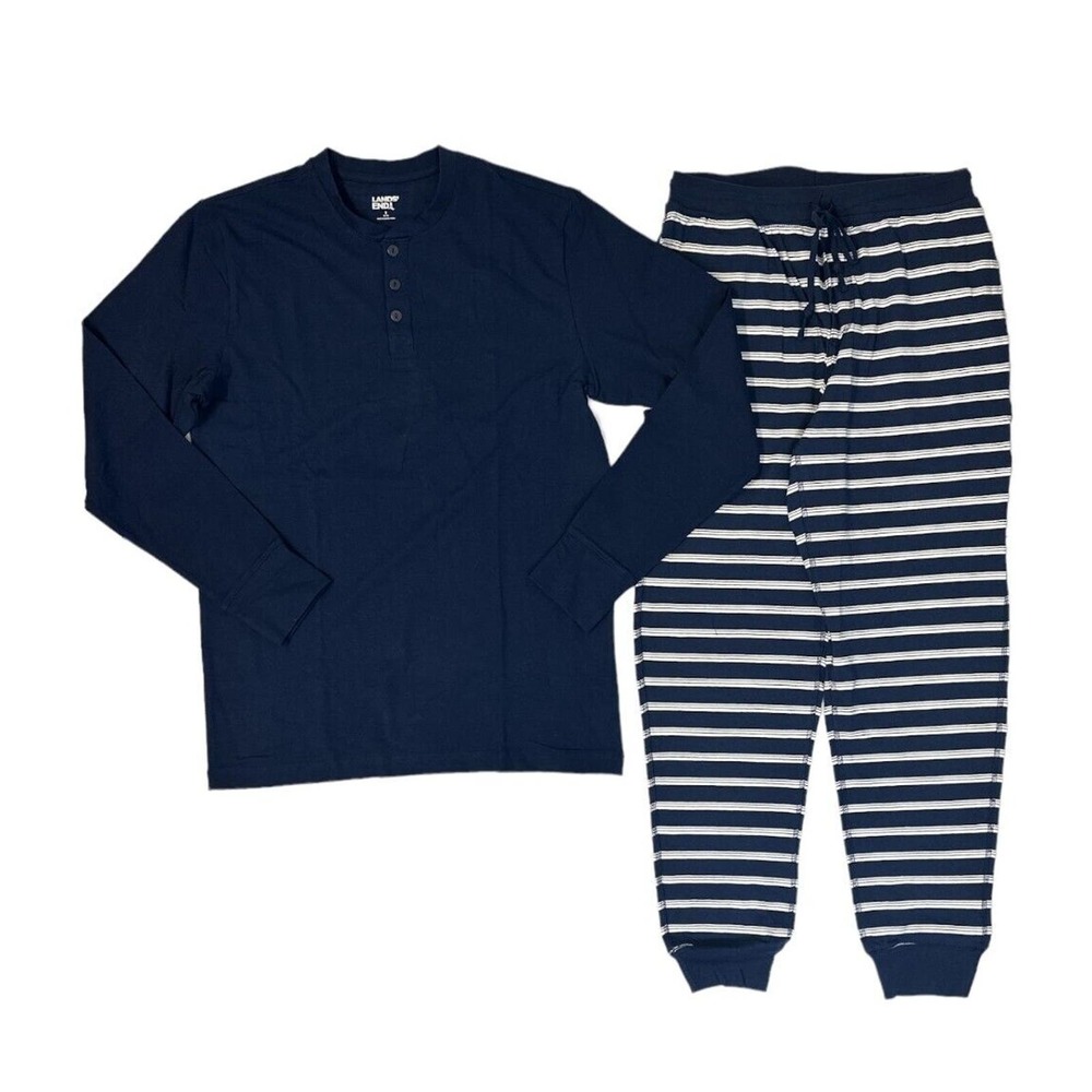 Land's End Men's Long Sleeve Henley & Pant 2-Piece Lounge Set medium